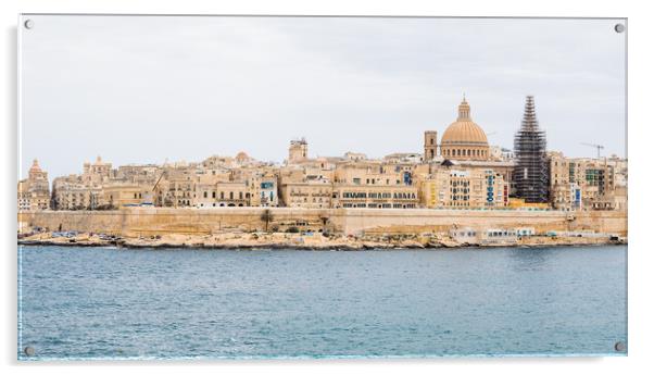 Valletta waterfront from Marsamxett Harbour Acrylic by Jason Wells