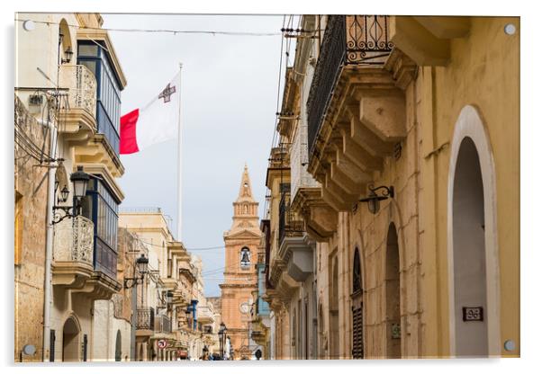 Malta flag in Mellieha Acrylic by Jason Wells