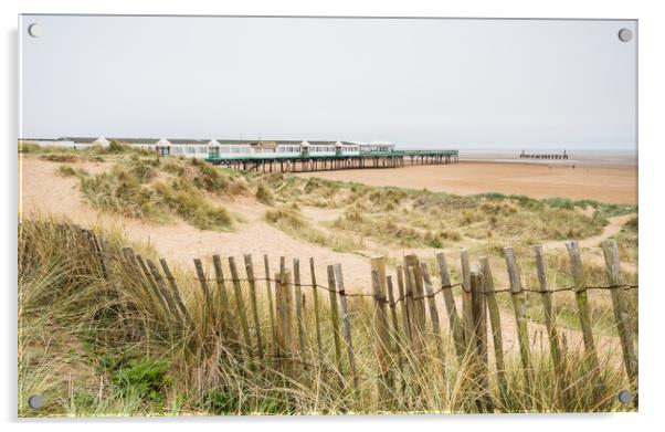 Beach fence in front of St Anne's Pier Acrylic by Jason Wells