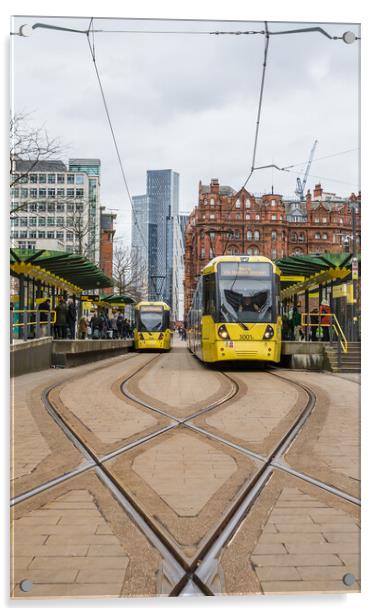 Trams in St Peters Square Acrylic by Jason Wells