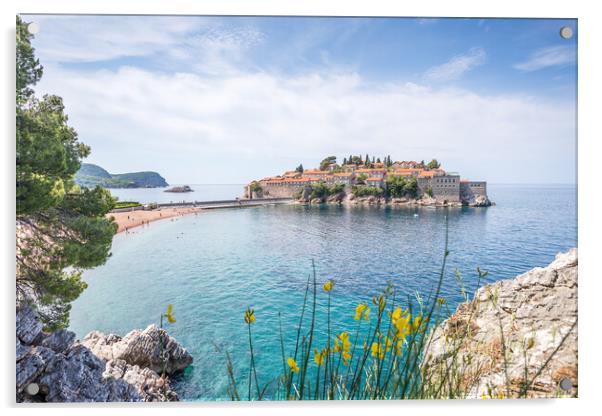 Adriatic Jewel: The Sveti Stefan Island Acrylic by Jason Wells