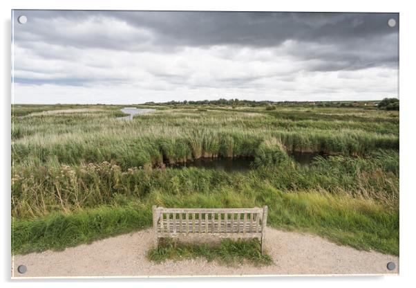 Lone bench overlooking the Titchwell nature reserve Acrylic by Jason Wells