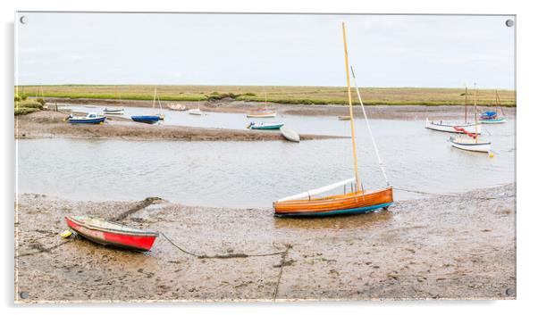 Boats line Burnham Overy Staithe Acrylic by Jason Wells
