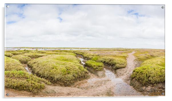 Brancaster Staithe marshes panorama Acrylic by Jason Wells