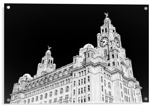 Royal Liver Building in monochrome Acrylic by Jason Wells