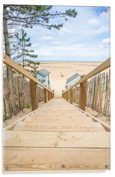 Steps down to beach huts at Wells Acrylic by Jason Wells