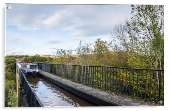 Narrow boat passing over the Pontcysyllte Aqueduct Acrylic by Jason Wells