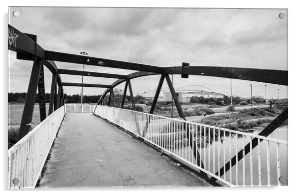 Bridge towards the DW Stadium Acrylic by Jason Wells