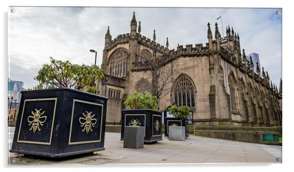 Bee symbols lead to Manchester Cathedral Acrylic by Jason Wells