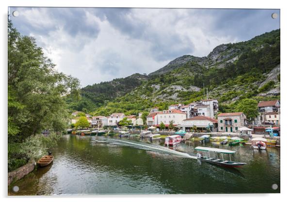 Boat rushes along Rijeka Crnojevica Acrylic by Jason Wells