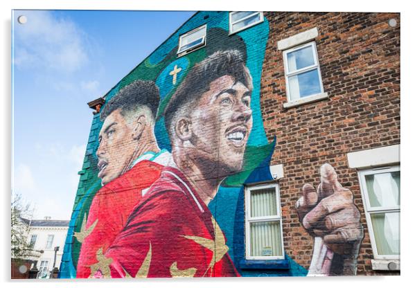 Bobby Firmino mural in front of Anfield Acrylic by Jason Wells