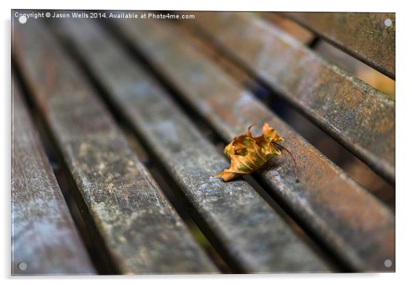 Leaf on the bench Acrylic by Jason Wells