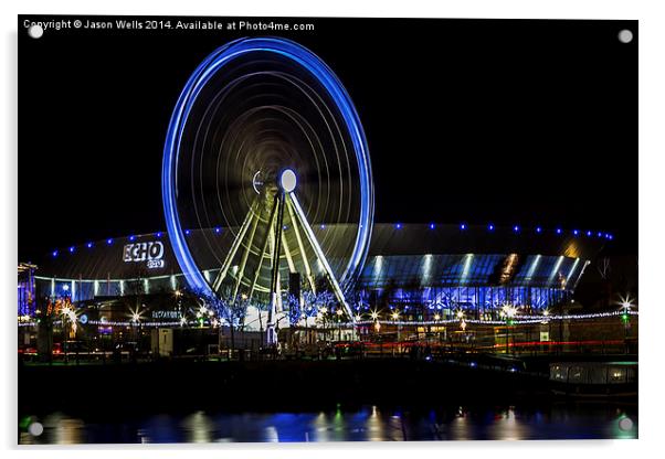  Ferris wheel in front of the Echo Arena Acrylic by Jason Wells