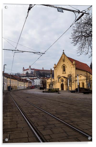 Tramline leading to Bratislava Castle Acrylic by Jason Wells