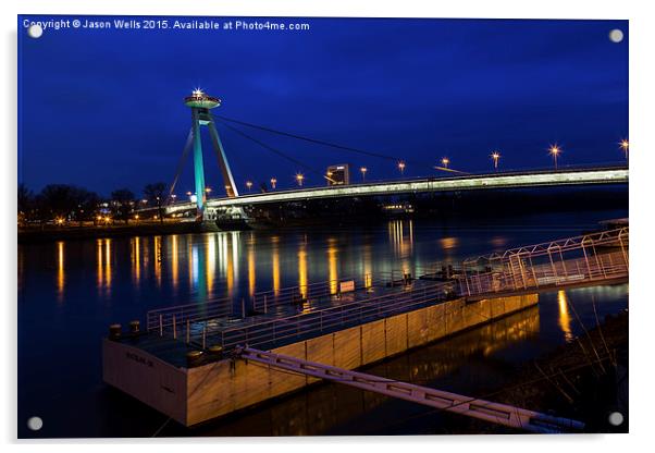 Reflections of the UFO Bridge during the blue hour Acrylic by Jason Wells