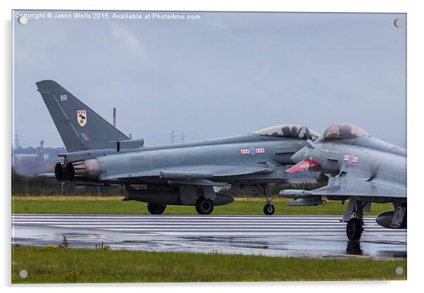Pair of RAF Typhoons on the runway Acrylic by Jason Wells