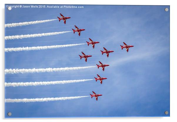 Wing tip vortices behind the Red Arrows Acrylic by Jason Wells
