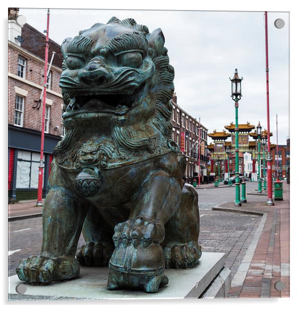 Close-up of a lion statue at Chinatown Acrylic by Jason Wells