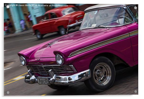 American classical car on the streets of Havana Acrylic by Jason Wells