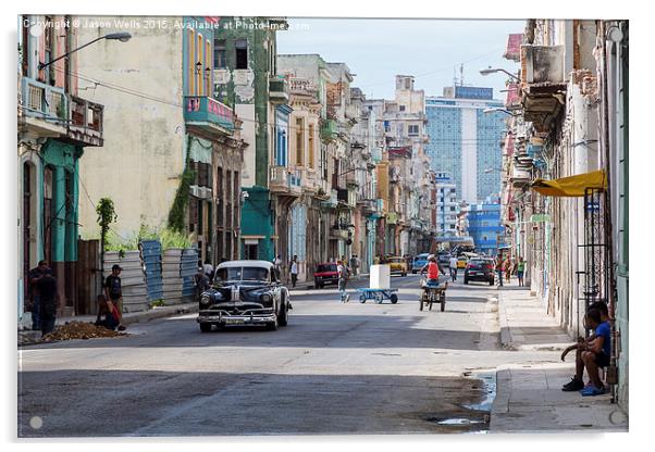 Busy street in Centro Havana Acrylic by Jason Wells