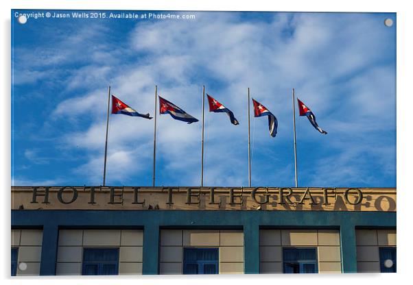 Five Cuban flags Acrylic by Jason Wells