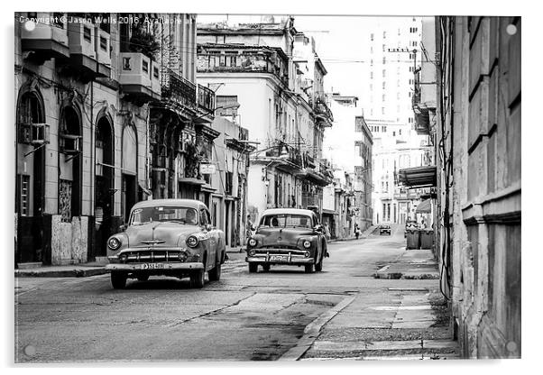 Pair of classic cars in monochrome Acrylic by Jason Wells