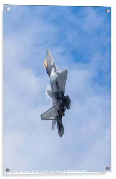 F-22A Raptor climbs into the sky Acrylic by Jason Wells