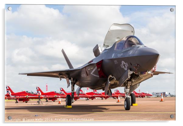 F-35 Lightning II in front of the Red Arrows Acrylic by Jason Wells
