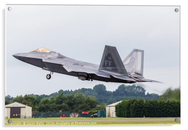 F-22A Raptor lifts it's landing gear as it exits t Acrylic by Jason Wells