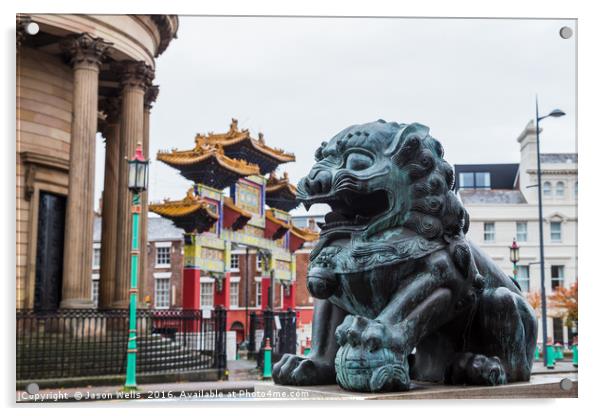 Lion Statue in Liverpool's Chinatown Acrylic by Jason Wells