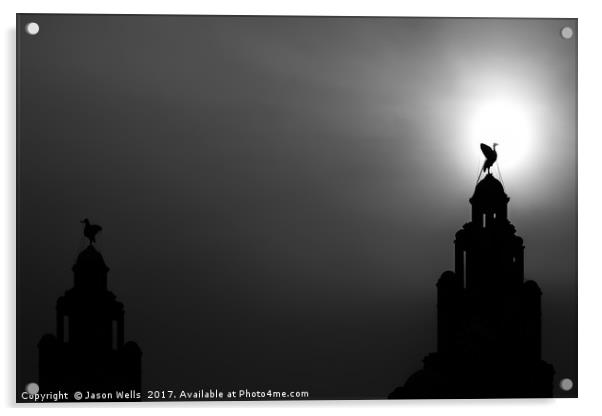 Silhouette of a Liver bird (monochrome) Acrylic by Jason Wells