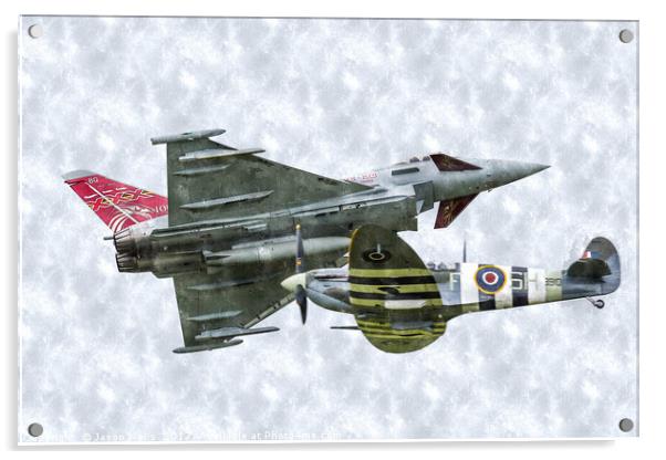Typhoon & Spitfire pass over Acrylic by Jason Wells
