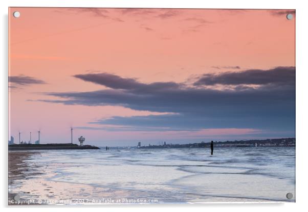 Water rushes in on Crosby beach Acrylic by Jason Wells