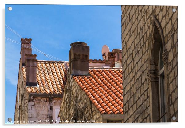 Looking up at Dubrovnik's colourful buildings Acrylic by Jason Wells
