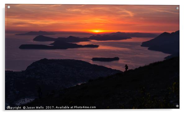 Sunset over the Elaphiti islands Acrylic by Jason Wells