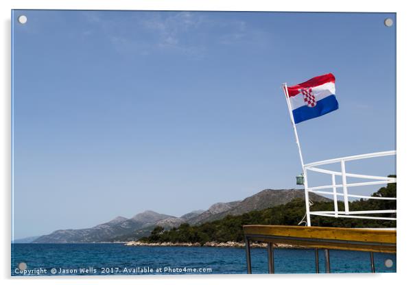 Croatian flag on a tourist boat Acrylic by Jason Wells