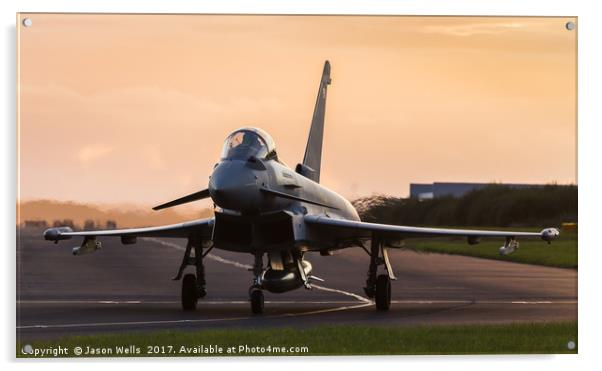 Backlit Typhoon taxis out for takeoff Acrylic by Jason Wells