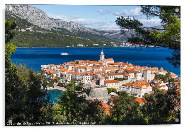 Framing Korcula old town in the trees Acrylic by Jason Wells