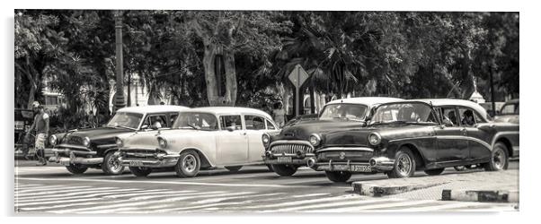 Classical cars line the Prado Acrylic by Jason Wells