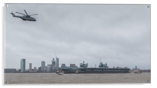 Panorama of HMS Prince of Wales on the Liverpool w Acrylic by Jason Wells