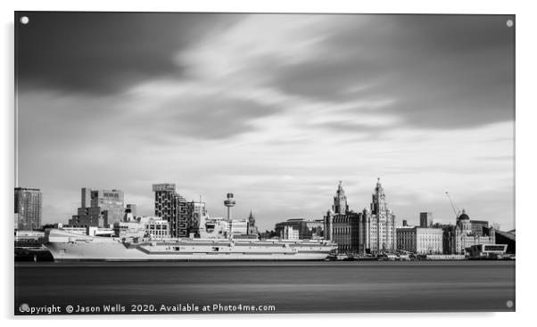 HMS Prince of Wales in monochrome Acrylic by Jason Wells