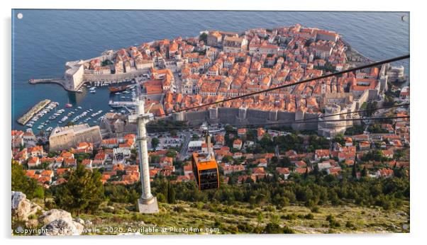 Cable car coming up from Dubrovnik Acrylic by Jason Wells