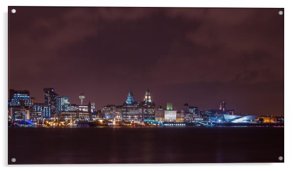 Liverpool waterfront on bonfire night Acrylic by Jason Wells