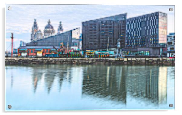 Reflections of the Liverpool skyline in Canning Do Acrylic by Jason Wells