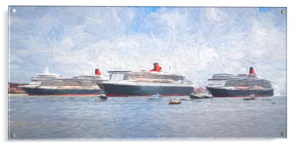 Three Queens lined up on the Mersey Acrylic by Jason Wells