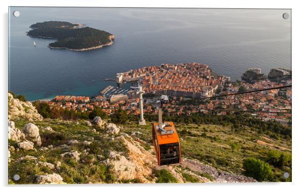 Cable car going down to Dubrovnik Acrylic by Jason Wells