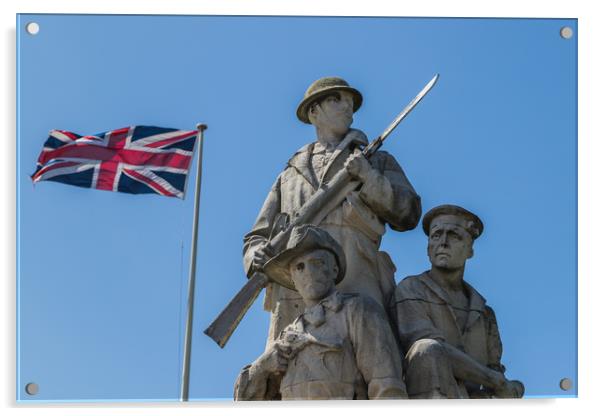 Union Jack behind the New Brighton War Memorial Acrylic by Jason Wells