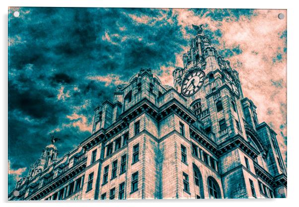 Dramatic sky above the Liver Building Acrylic by Jason Wells