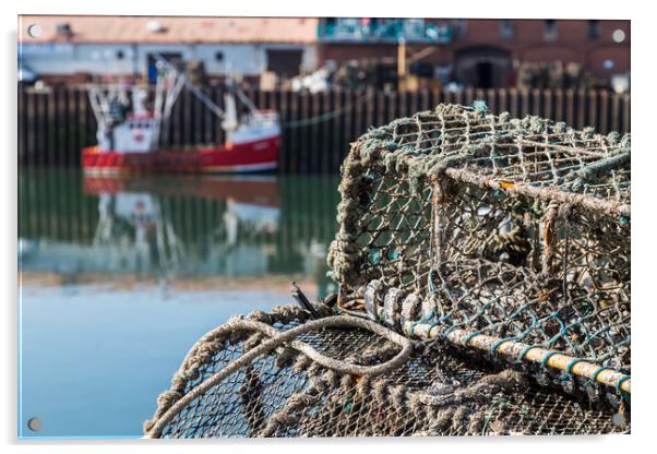 Crab pots in the quayside in Scarborough Acrylic by Jason Wells