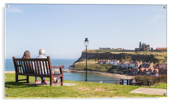 Couple on a bench overlooking Whitby harbour Acrylic by Jason Wells